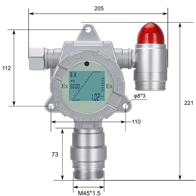 Online Gas Detector Dimensions