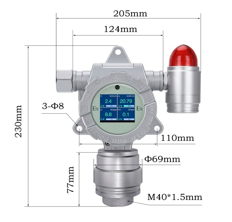 Multi Gas Detector Reference Dimensions