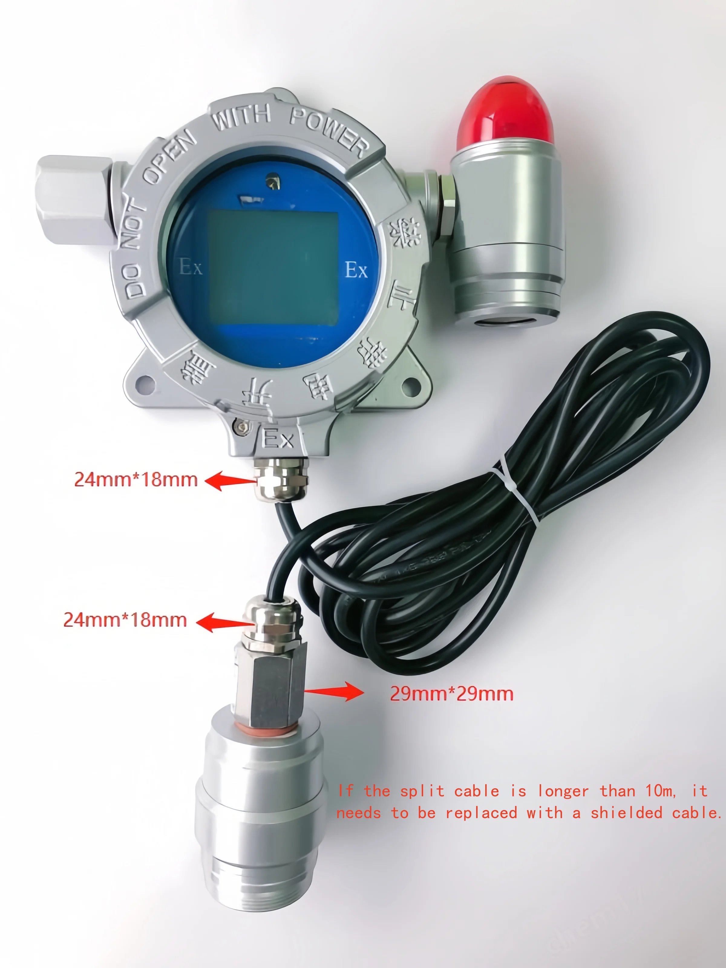 Split gas detector cable can be customized