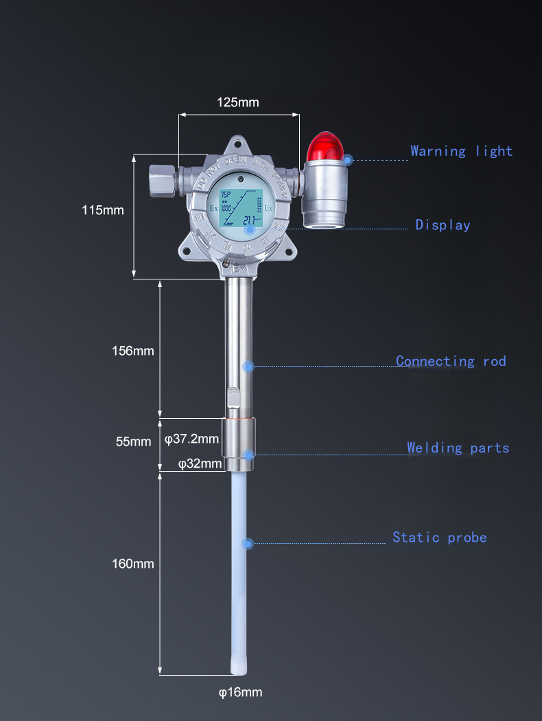 Insertion type dust monitor size